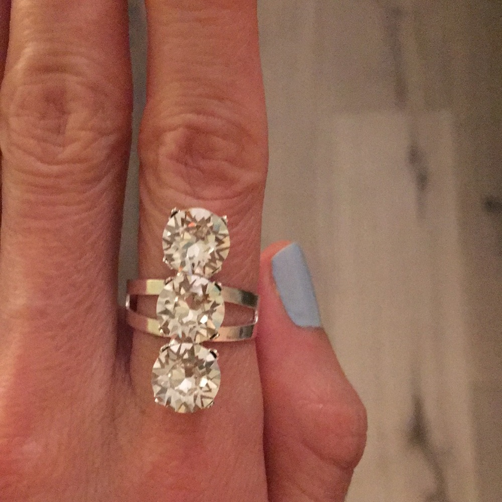 Crystal Silver Statement Ring - Picture 5 of 11